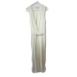 Black Halo Womens Sleeveless V-neck Maxi Midi Dress White 6 Elastic Waist Slit